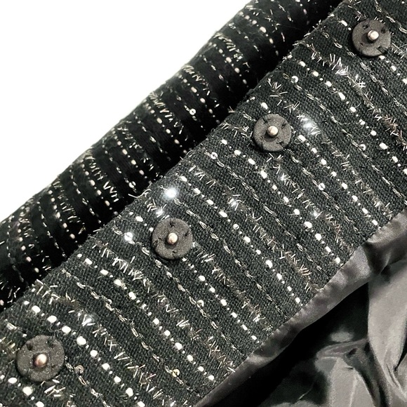 PETER NYGARD Ruffled Tweed Black and Silver Blazer Jacket EUC - Picture 7 of 11